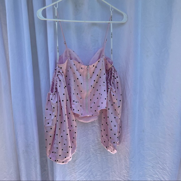 NWT FOR LOVE & LEMONS X Revolve Celeste Moire Top In Blush. - Picture 6 of 9